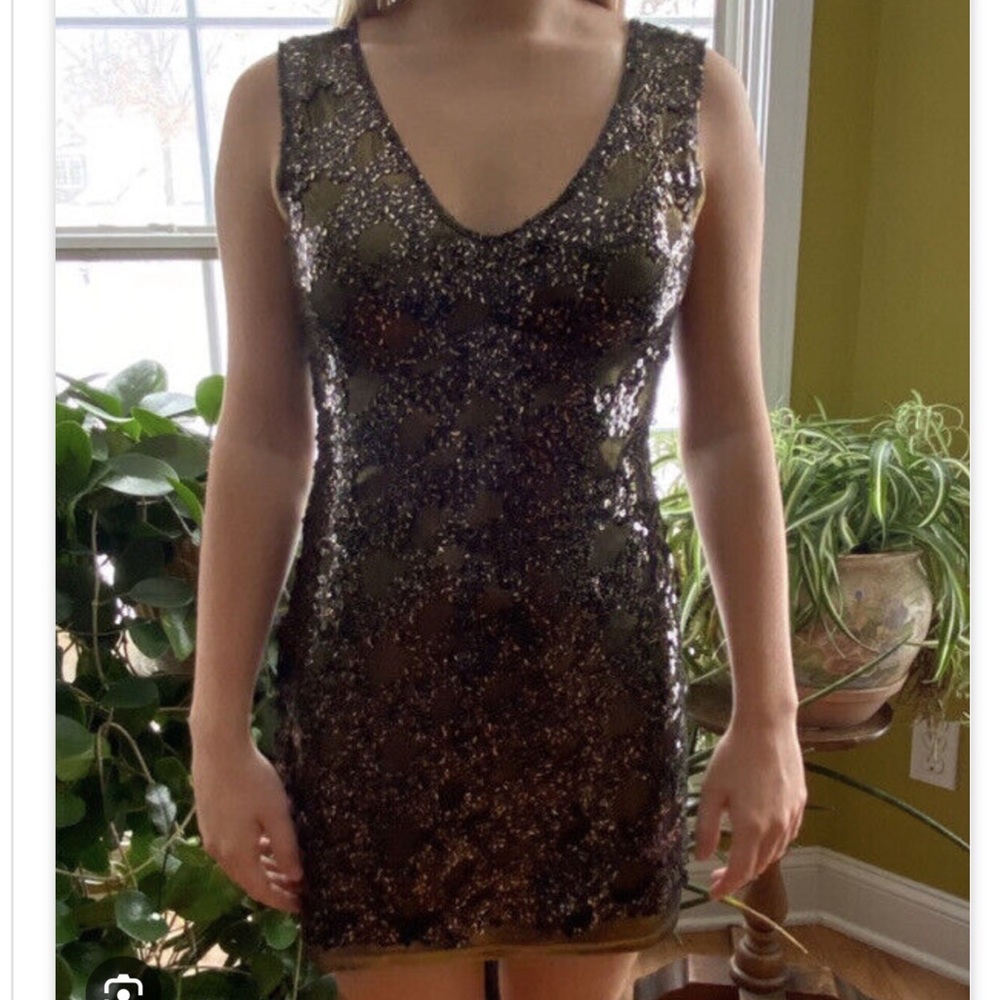 Express - Gold/Black Sequin Mini Dress, size S